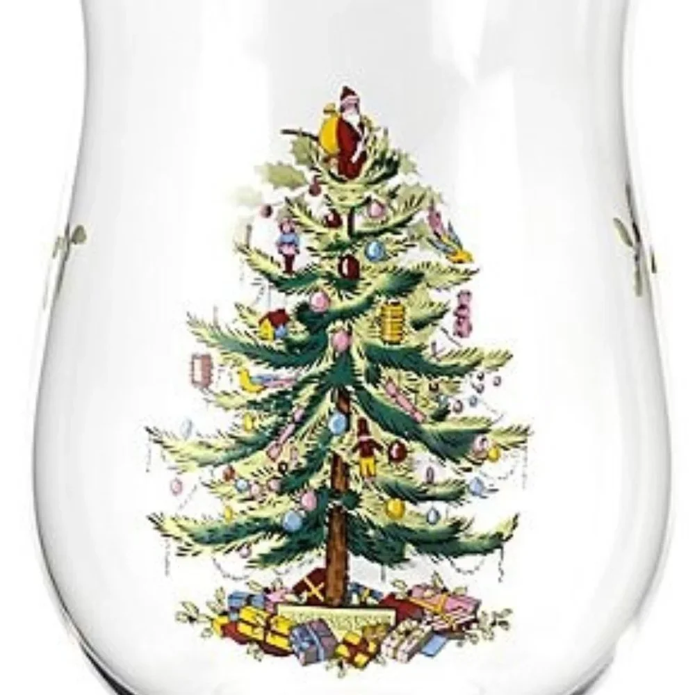2 brand new Spode Christmas Tree 17.5 ounce TULIP Glasses ... 7.5 inches tall